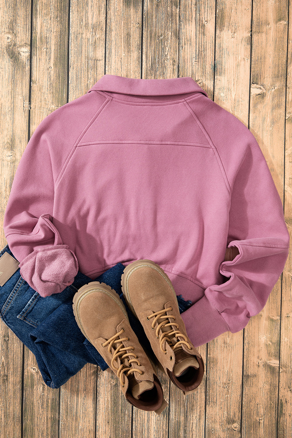 Smoke Green Fleece Lined Zip Up Stand Collar Thumbhole Sleeve Sweatshirt