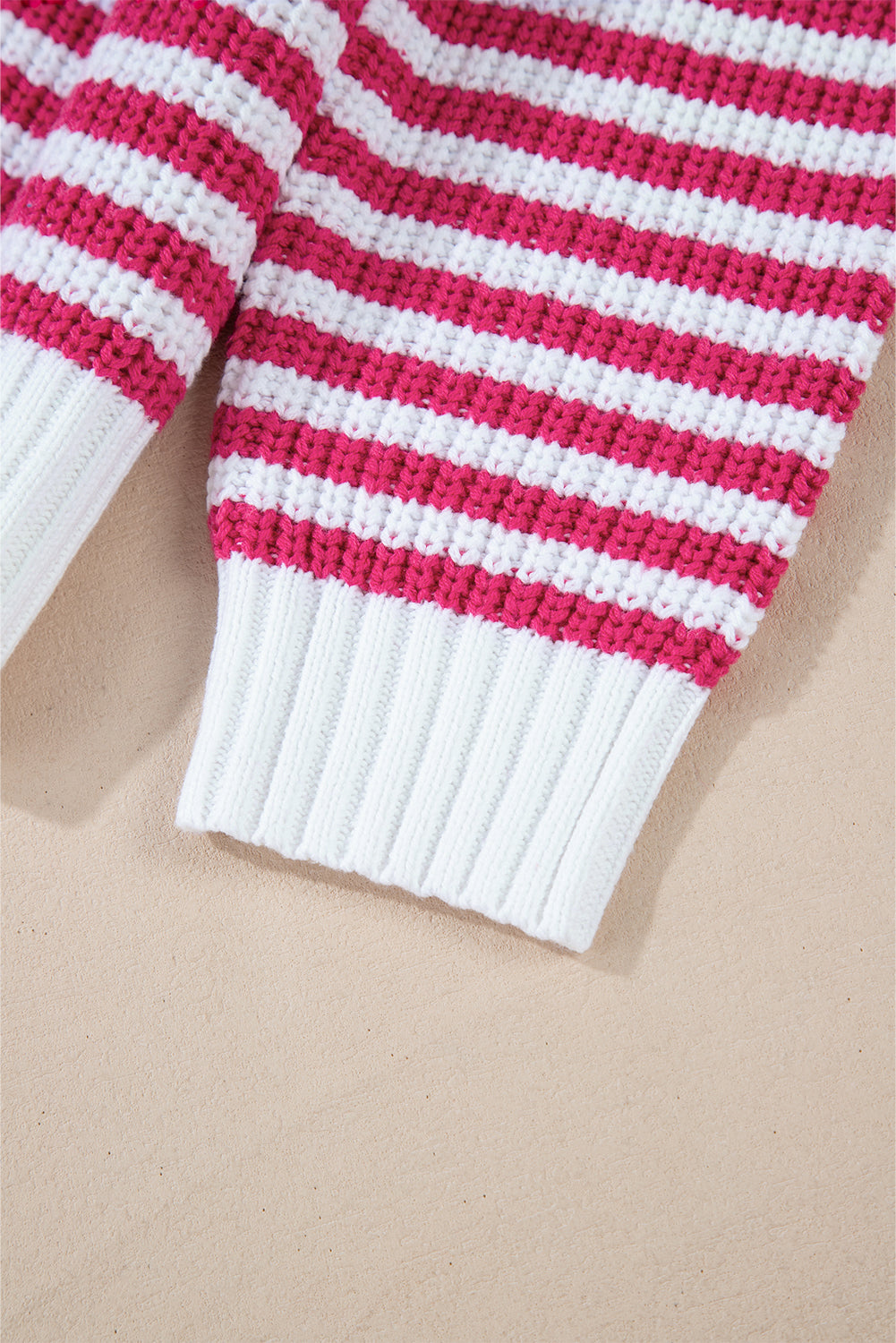 Sky Blue Stripe Zip up Collar Drop Shoulder Sweater