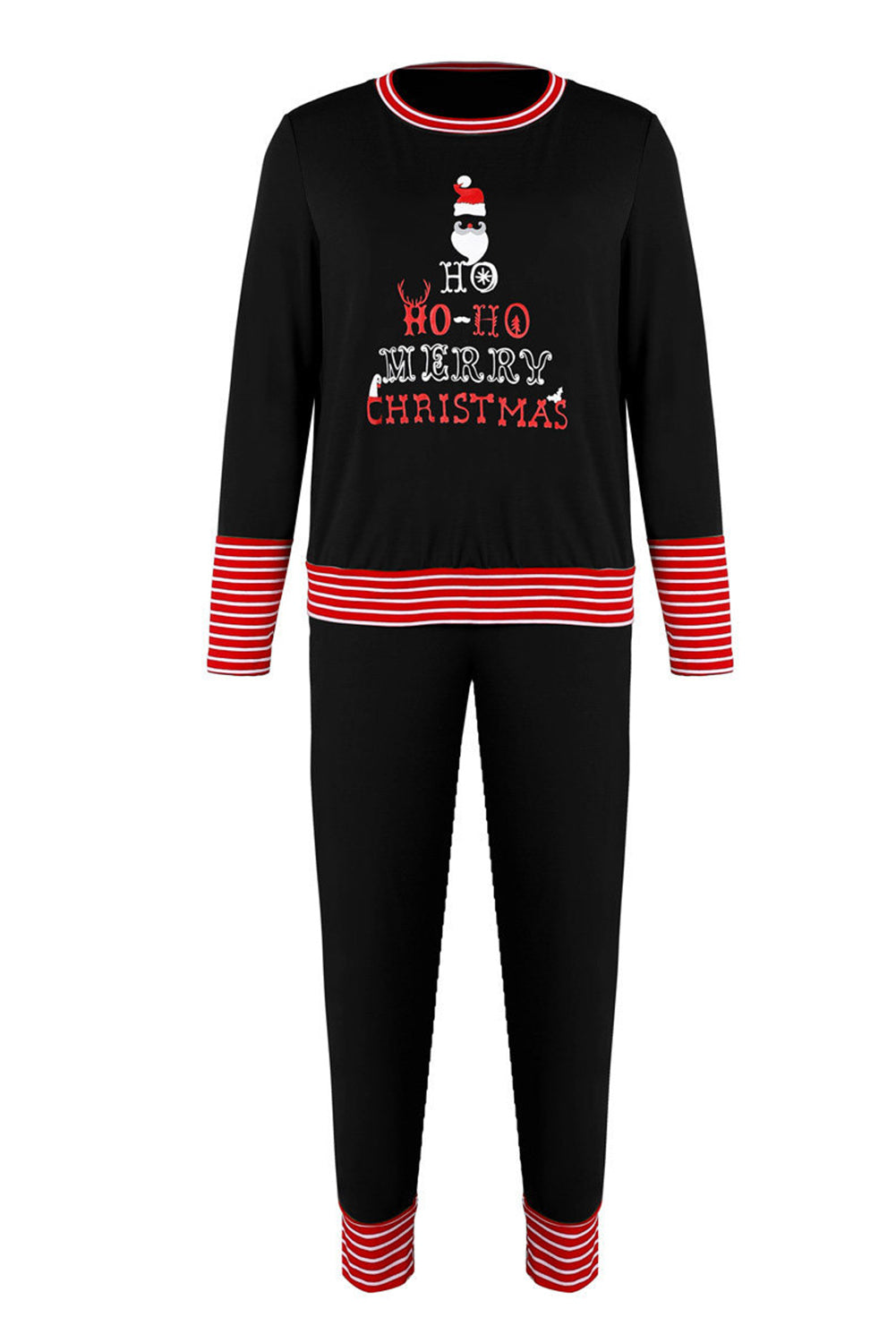 Light Grey Christmas Striped Contrast Two Piece Lounge Set