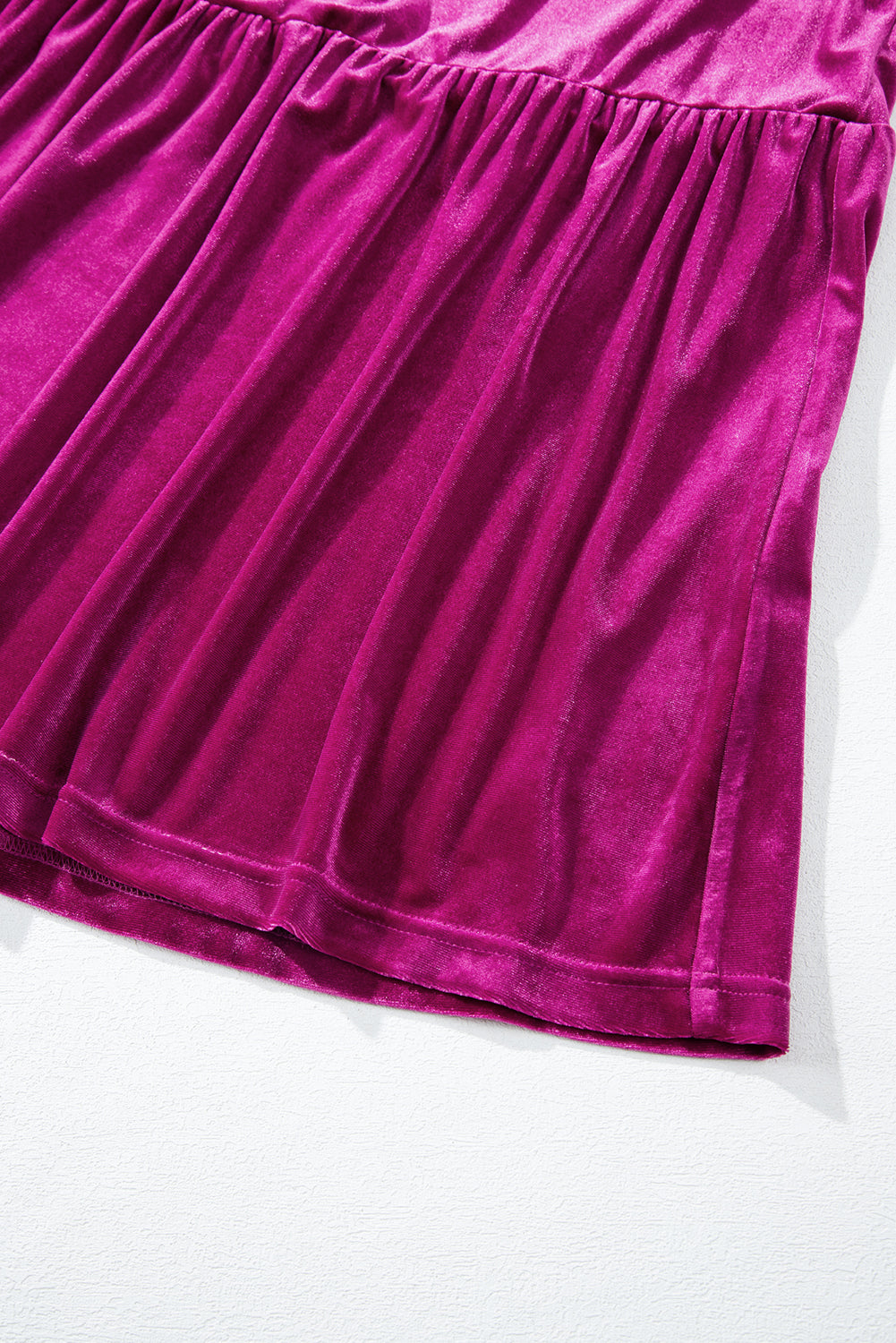 Chestnut Velvet Short Sleeve Shirred Waist Tiered Maxi Dress