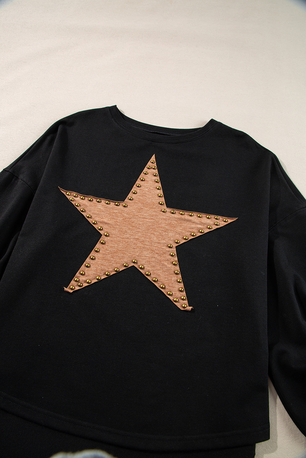 Gossamer Pink Studded Star Graphic Oversized Long Sleeve Top