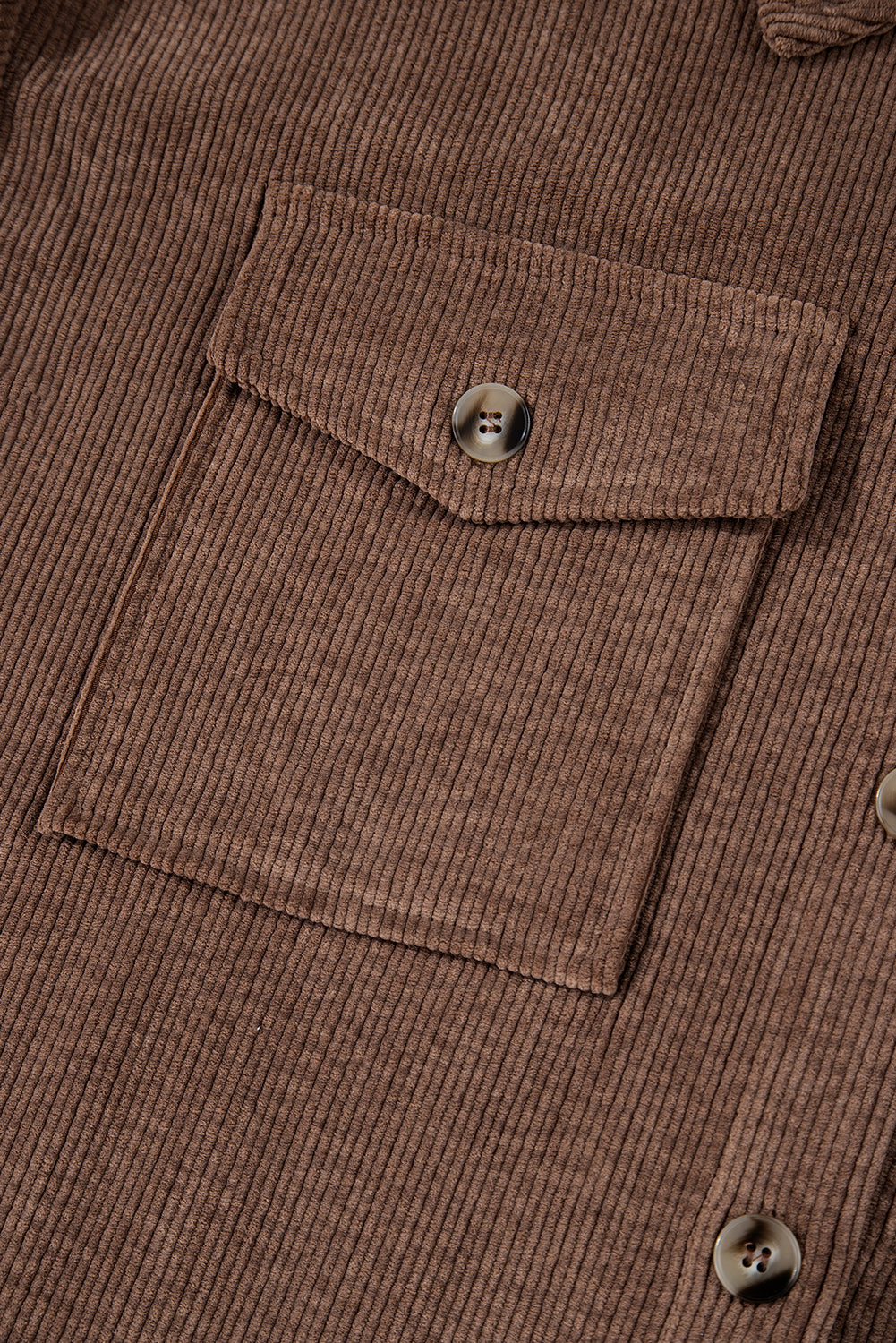 Light Pink Corduroy Flap Pocket Button Up Shacket