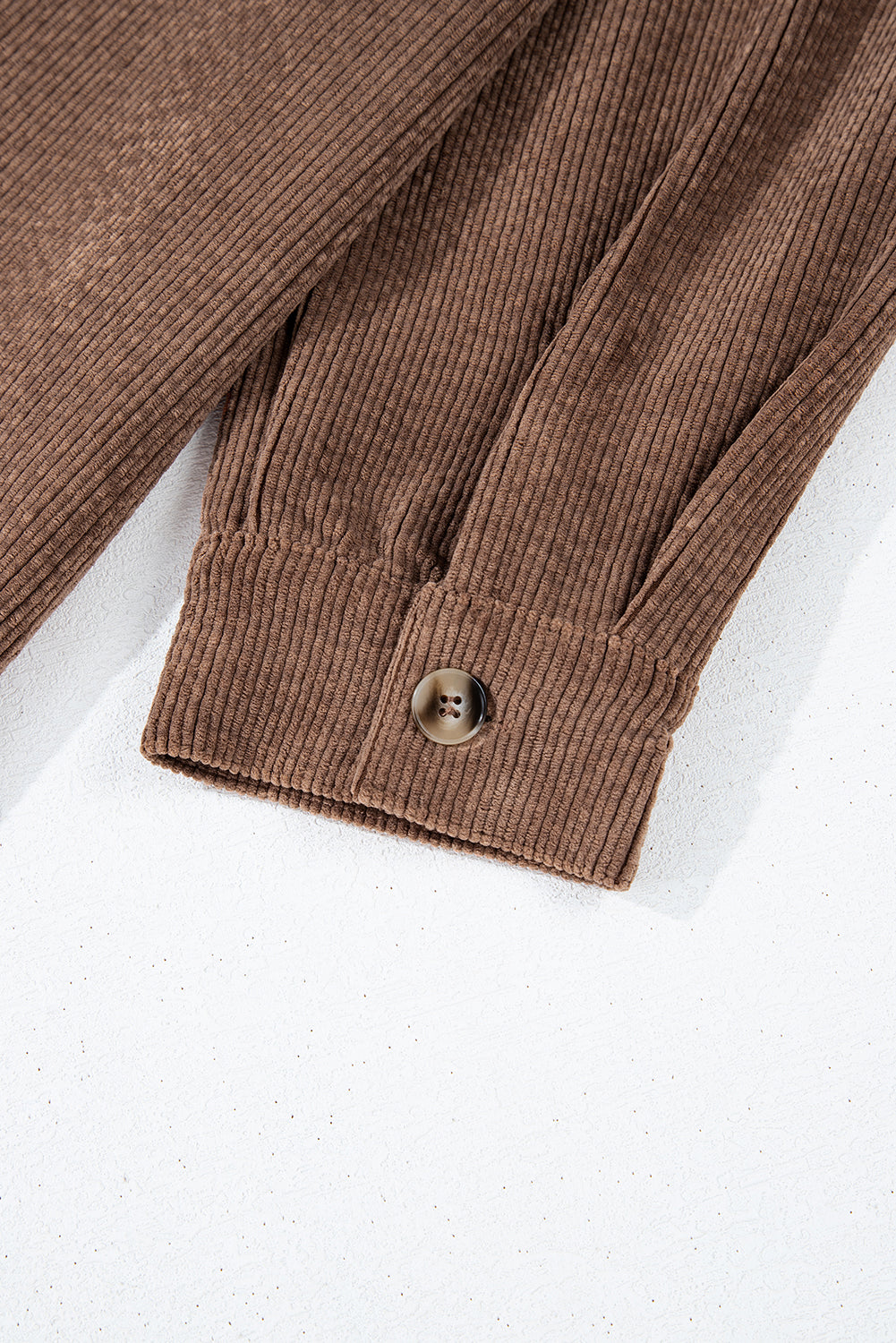Light Pink Corduroy Flap Pocket Button Up Shacket