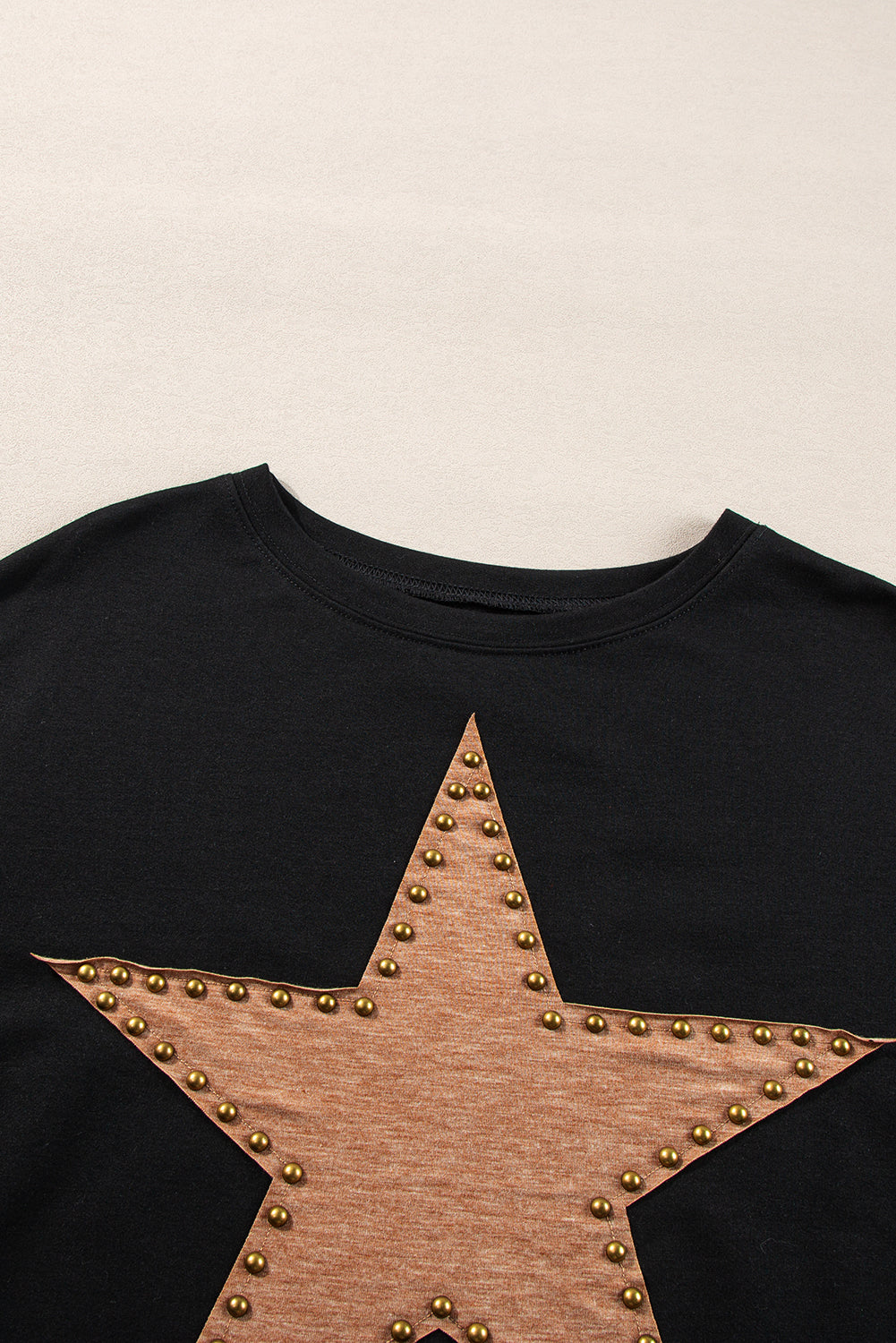 Gossamer Pink Studded Star Graphic Oversized Long Sleeve Top