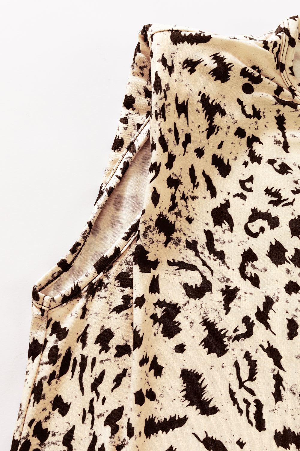 Beige Leopard Print Boxy Fit Sleeveless Top