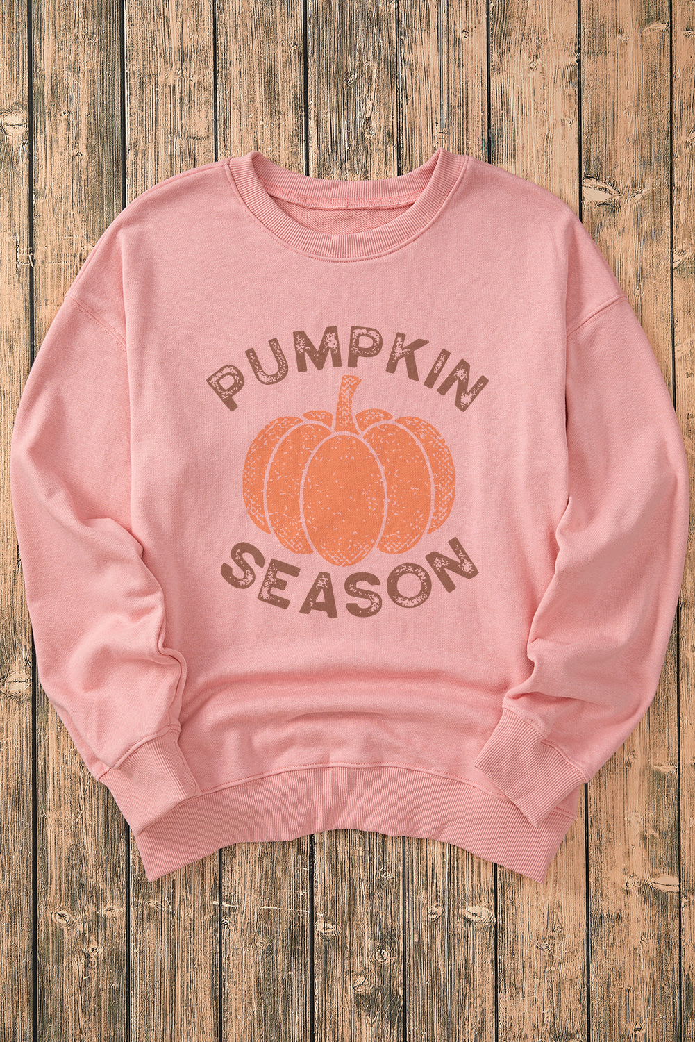 Pink PUMPKIN SEASON Crew Neck Drop Shoulder Sweatshirt