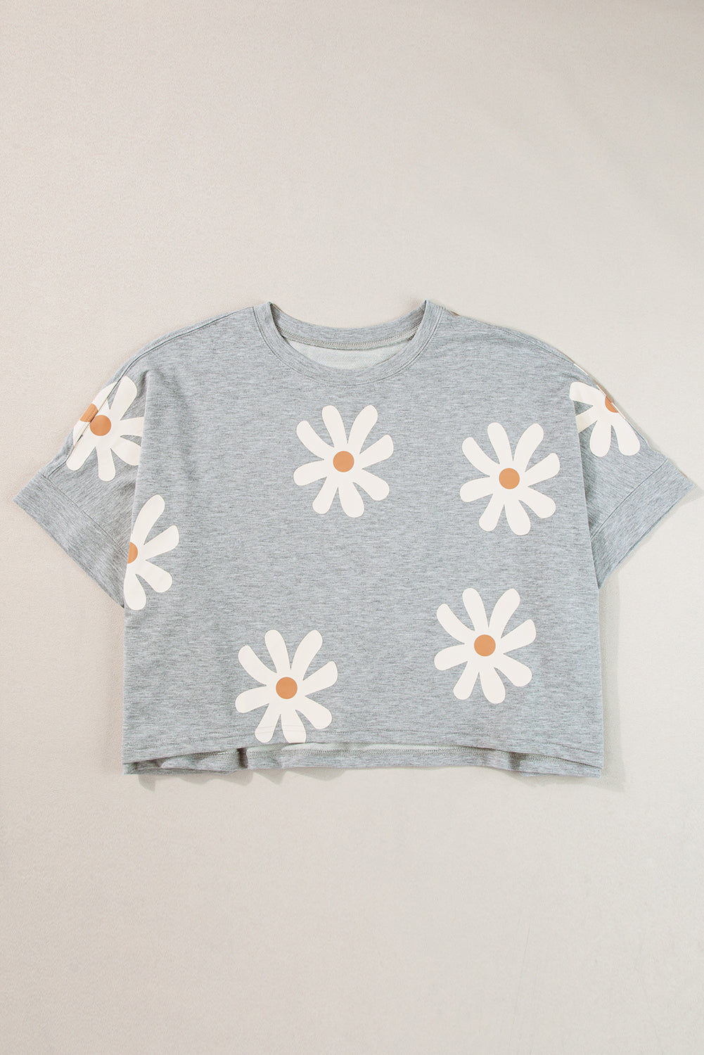 White Daisy Flower Printed Casual T Shirt