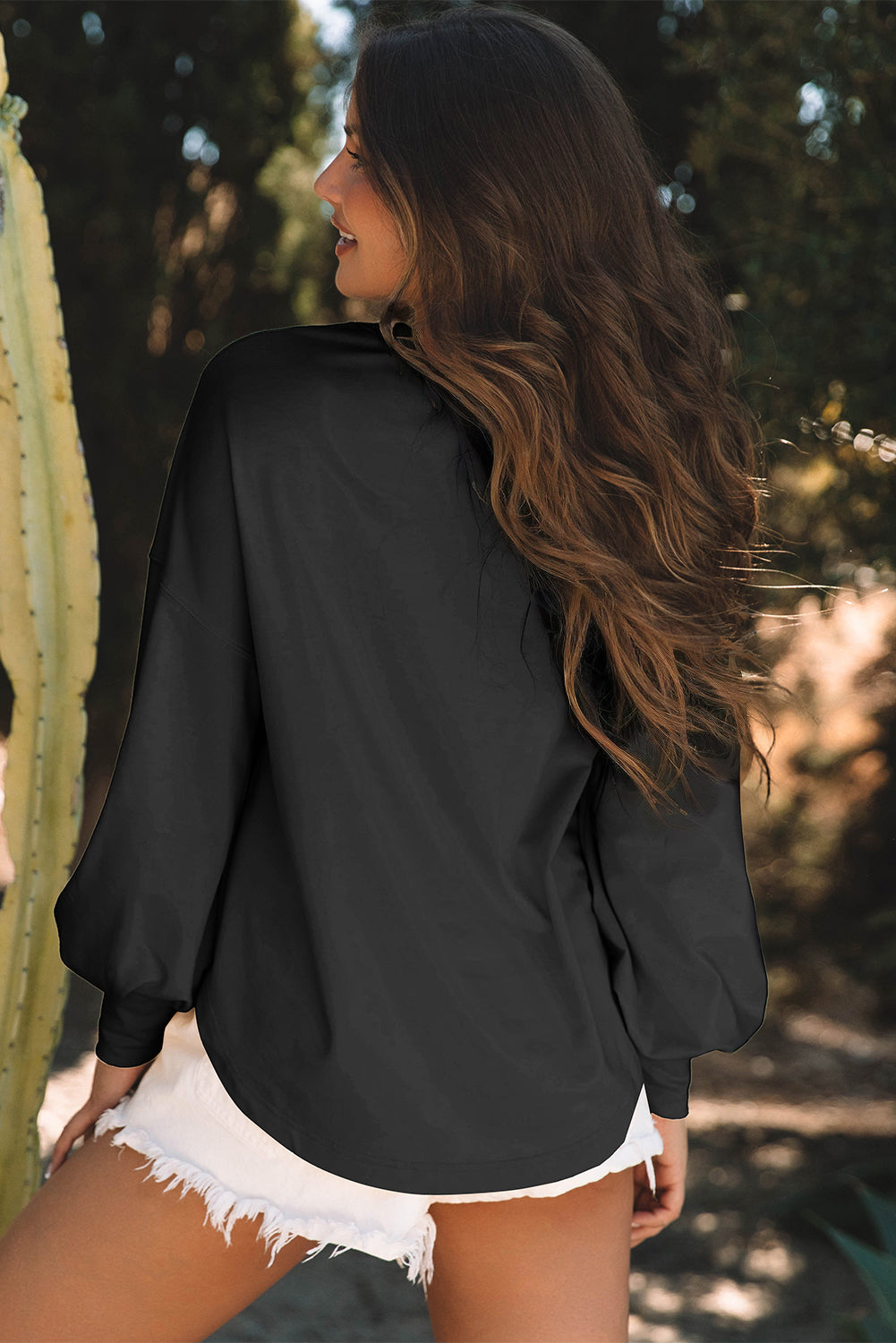 Gossamer Pink Studded Star Graphic Oversized Long Sleeve Top