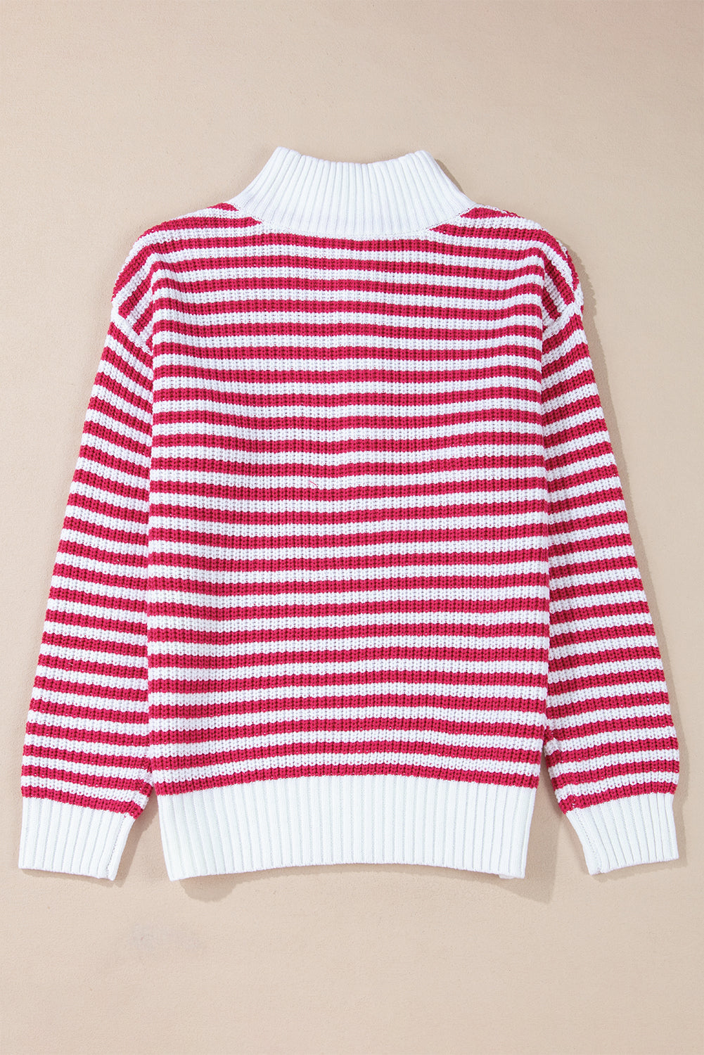Sky Blue Stripe Zip up Collar Drop Shoulder Sweater