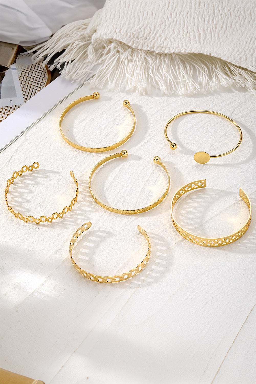 Gold Multi Layered Opening Plated Bangle Set