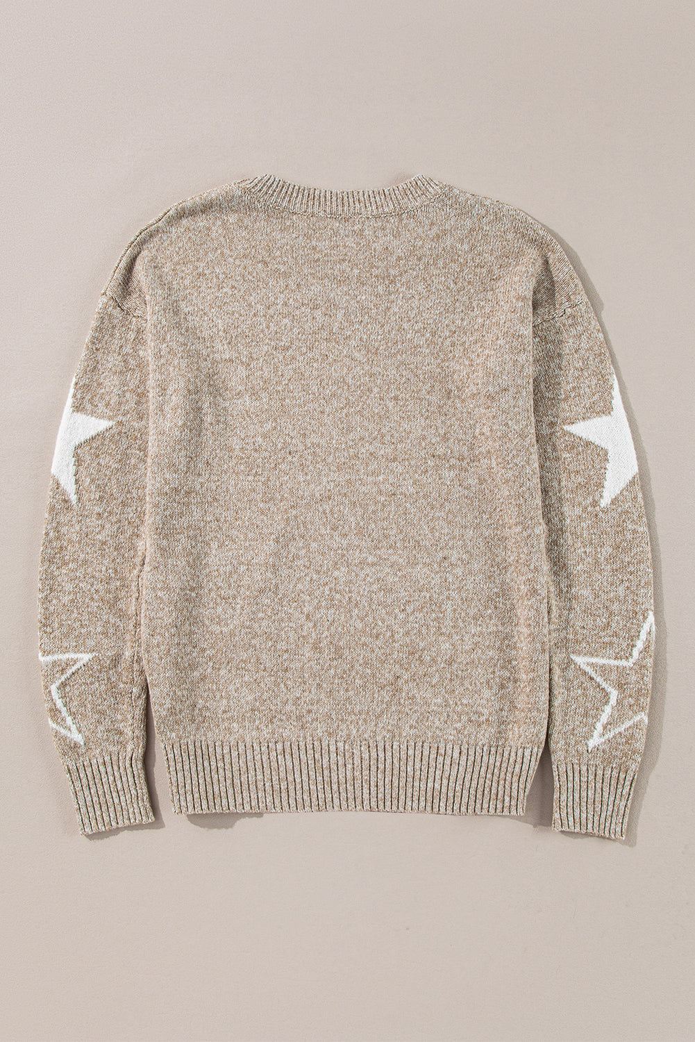 Green Star Pattern Drop Shoulder Sweater