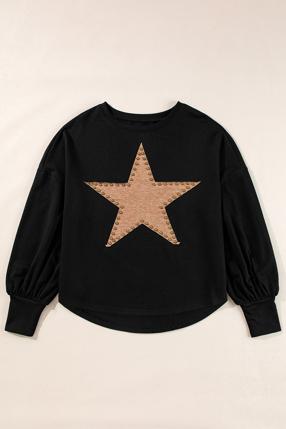 Gossamer Pink Studded Star Graphic Oversized Long Sleeve Top
