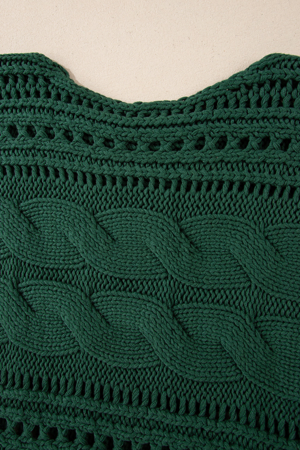 Black Hollow-out Cable Knit Cropped Sweater