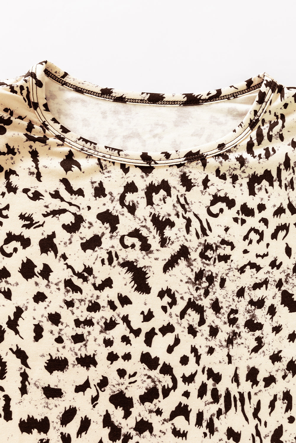 Beige Leopard Print Boxy Fit Sleeveless Top