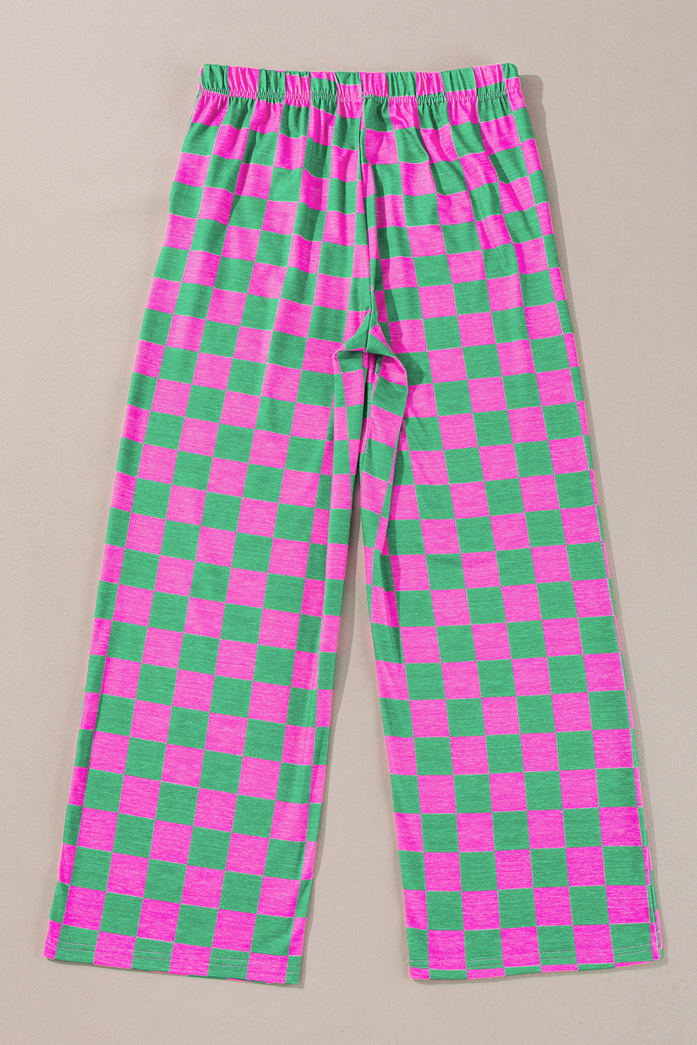 Black 2-Tone Checked Print High Waist Wide Leg Pants