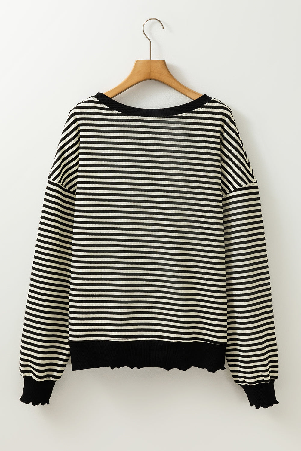 Brown Stripe Loose Drop Shoulder Long Sleeve Top