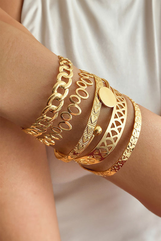 Gold Multi Layered Opening Plated Bangle Set