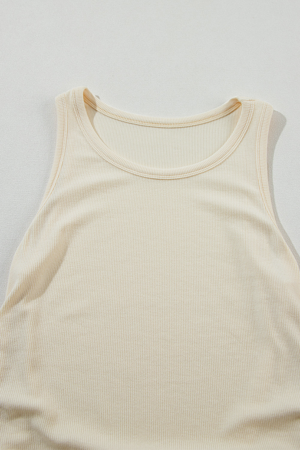 Apricot Pink Plain Ruched Side Slim Tank Top