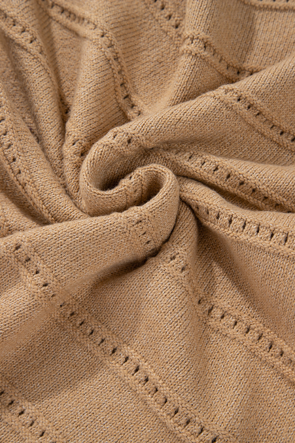 Light Grey Boat Neck Drop Shoulder Pointelle Knit Sweater