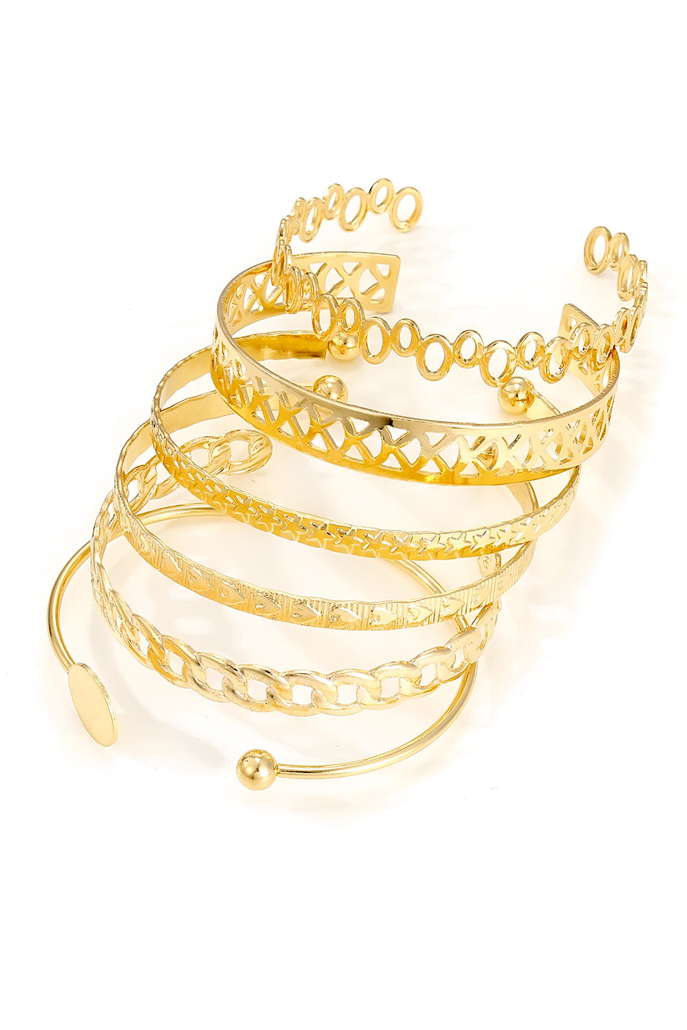 Gold Multi Layered Opening Plated Bangle Set