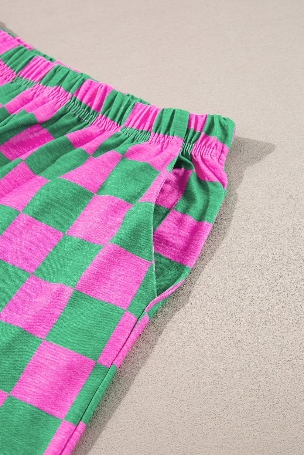 Black 2-Tone Checked Print High Waist Wide Leg Pants
