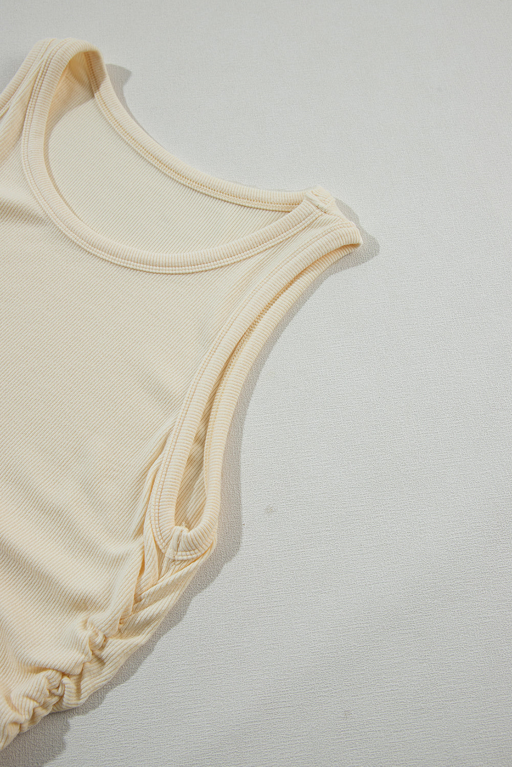 Apricot Pink Plain Ruched Side Slim Tank Top