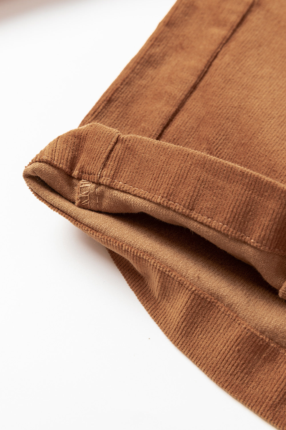 Chestnut Solid Color Double Breasted Straight Leg Pants