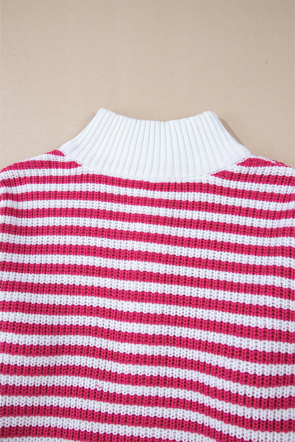 Sky Blue Stripe Zip up Collar Drop Shoulder Sweater