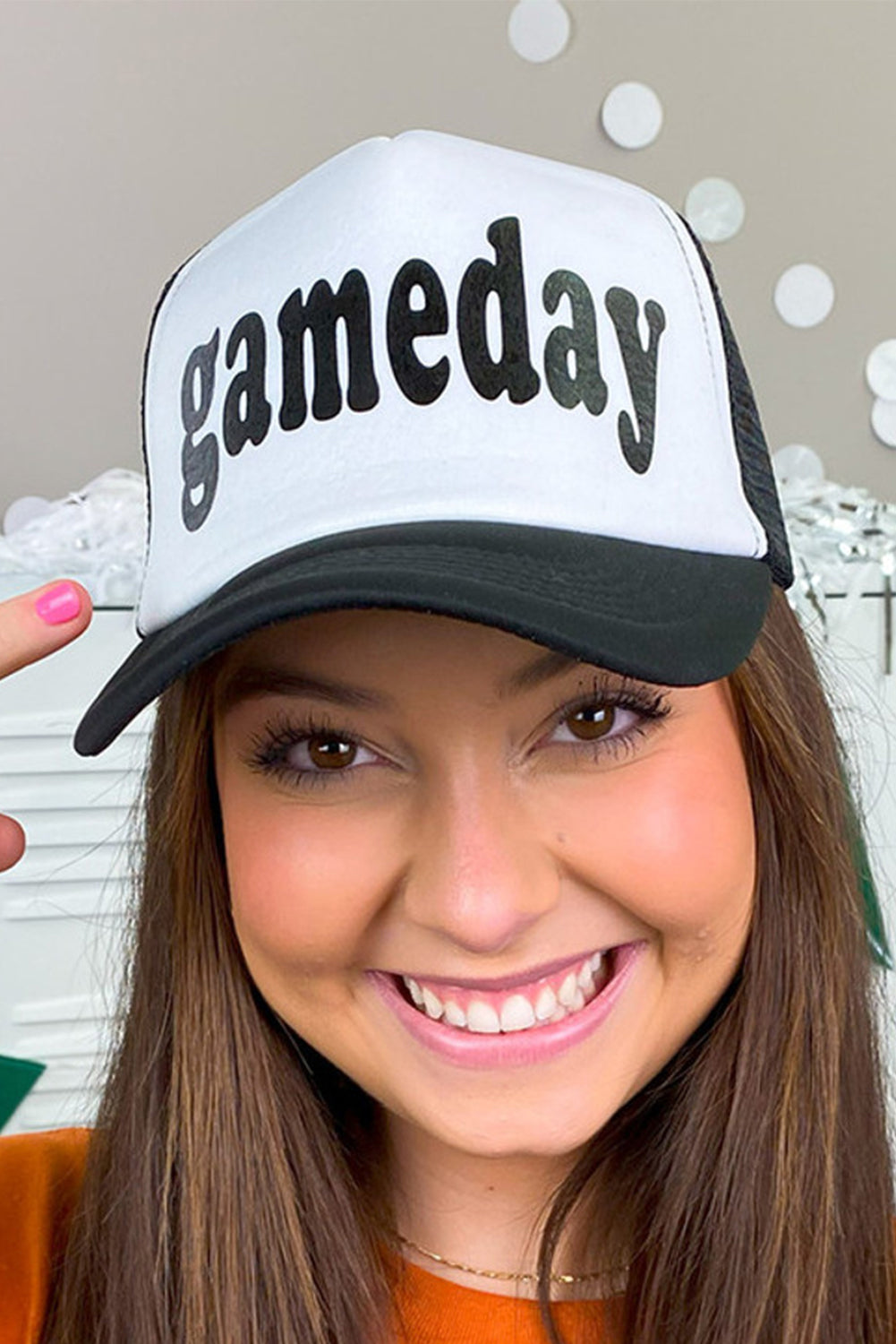 White Game Day Color Block Baseball Cap