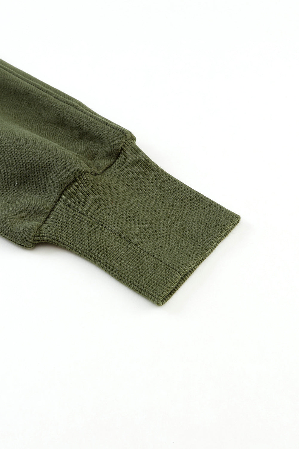 Smoke Green Fleece Lined Zip Up Stand Collar Thumbhole Sleeve Sweatshirt