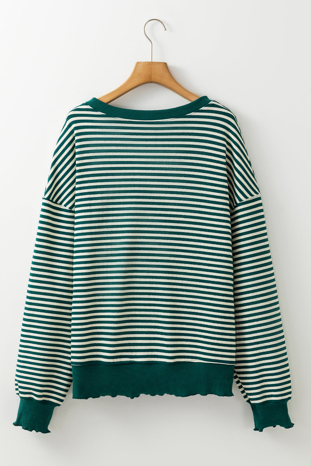 Brown Stripe Loose Drop Shoulder Long Sleeve Top