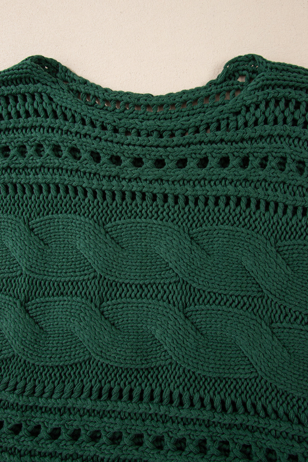 Black Hollow-out Cable Knit Cropped Sweater