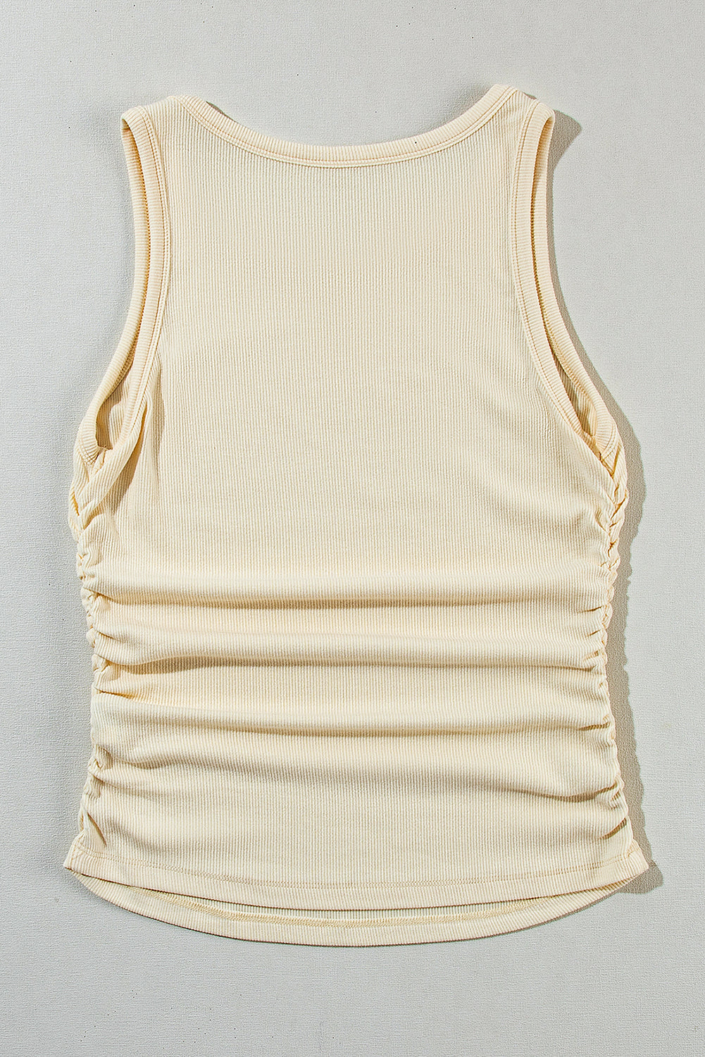 Apricot Pink Plain Ruched Side Slim Tank Top